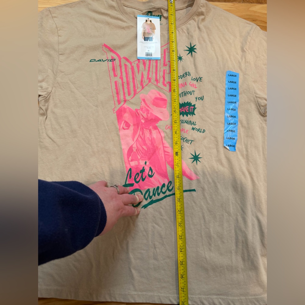 Bowie Band Tee Let’s Dance Graphic Oversized T-Shirt NWT Large - Picture 4 of 5